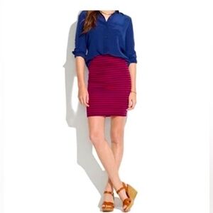 Madewell, red and navy blue, horizontal striped skirt, Pencil skirt size xs